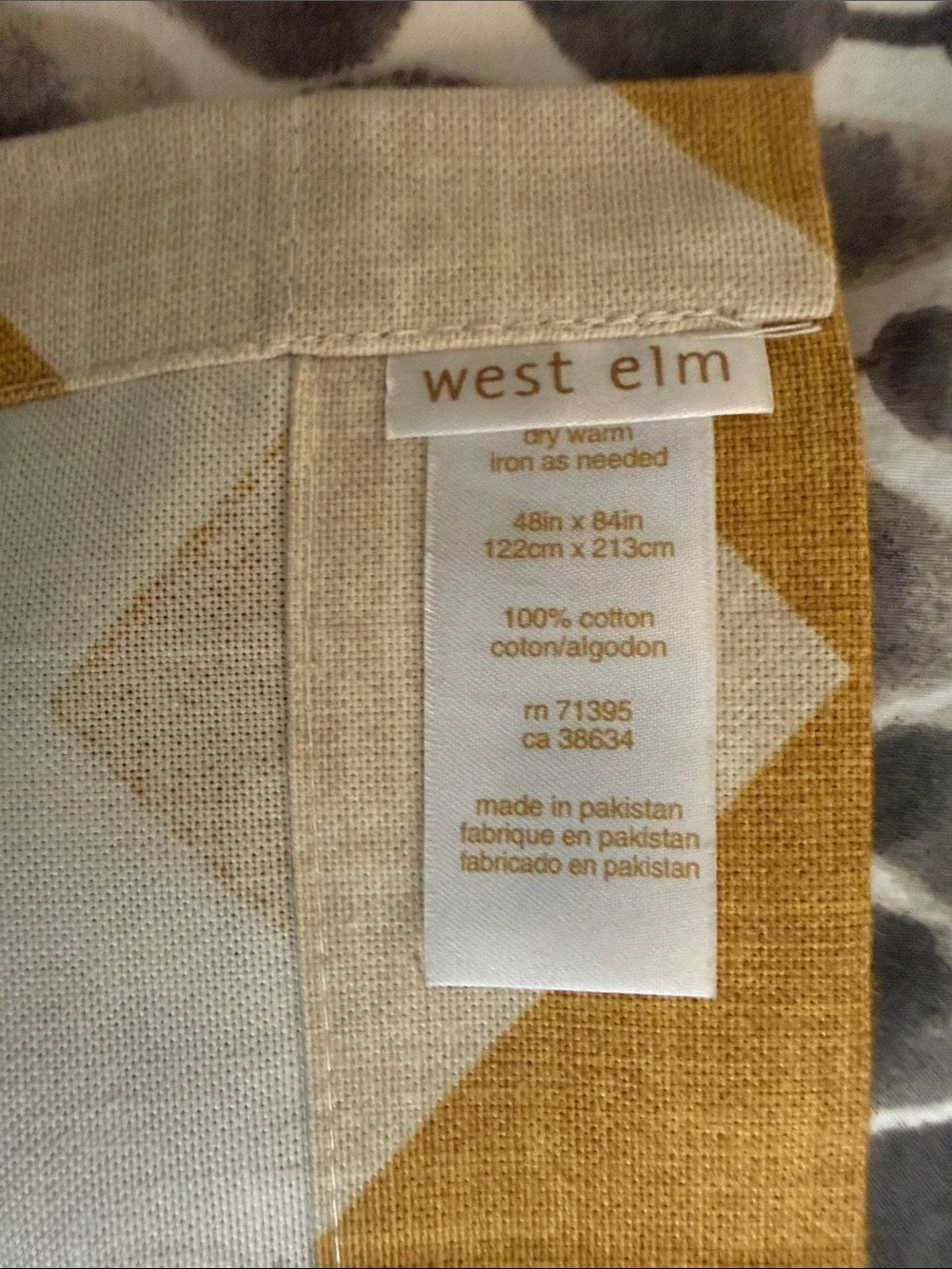 West Elm Chevron Gold/Cream 2 Curtain Panels